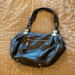 Black leather Hobo style handbag